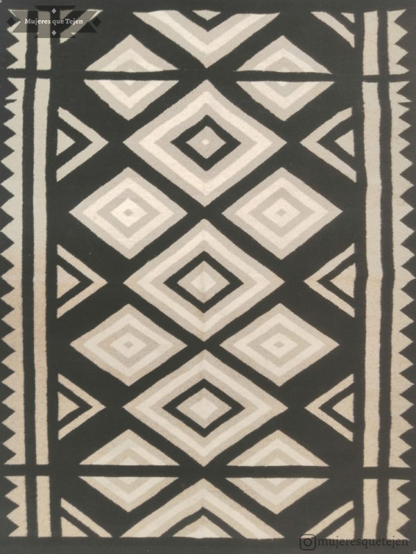 Tapete tejido con diseño zapoteca muy antiguo