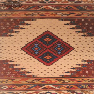 Wool rug withzapotec sun rise representation